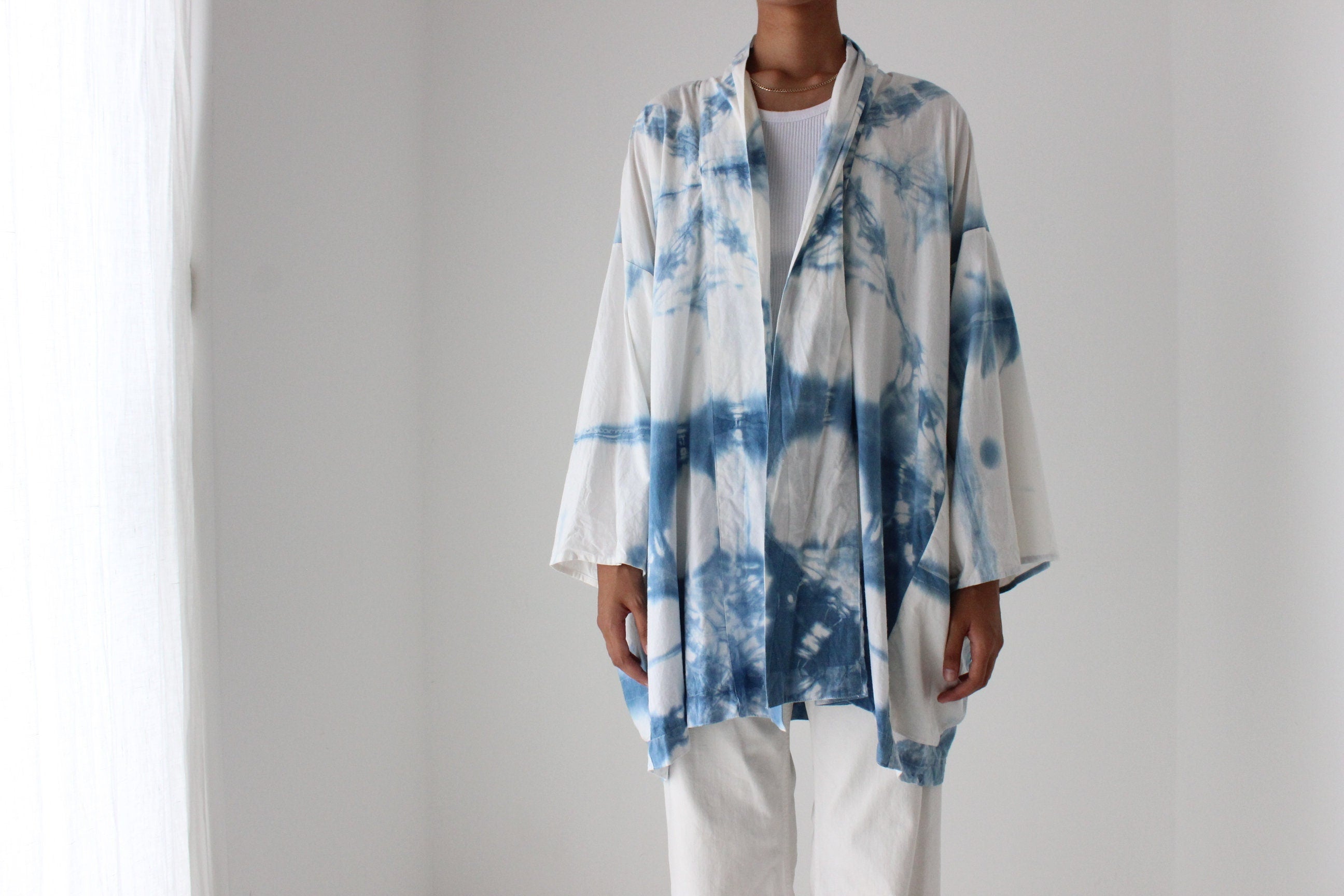 Japanese Shibori Tie Dye Dramatic Free Size Cotton Kimono