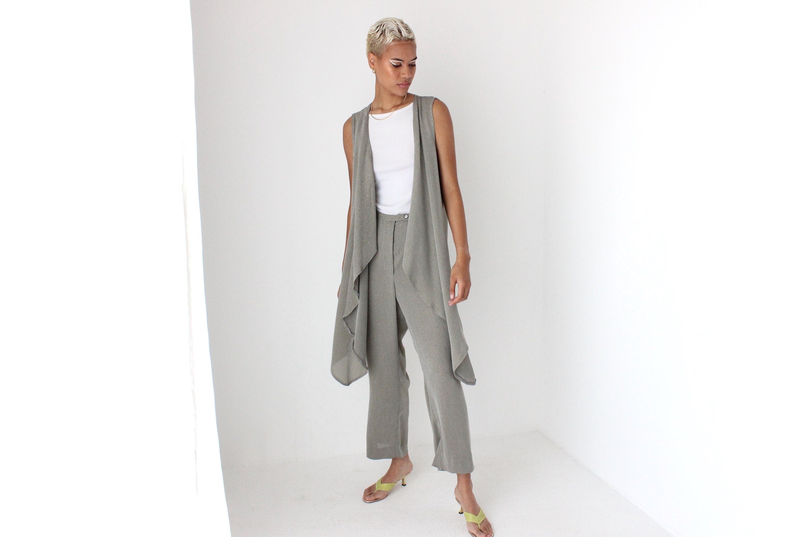 80s Lurex Two Piece Vest & Trouser Pant Suit