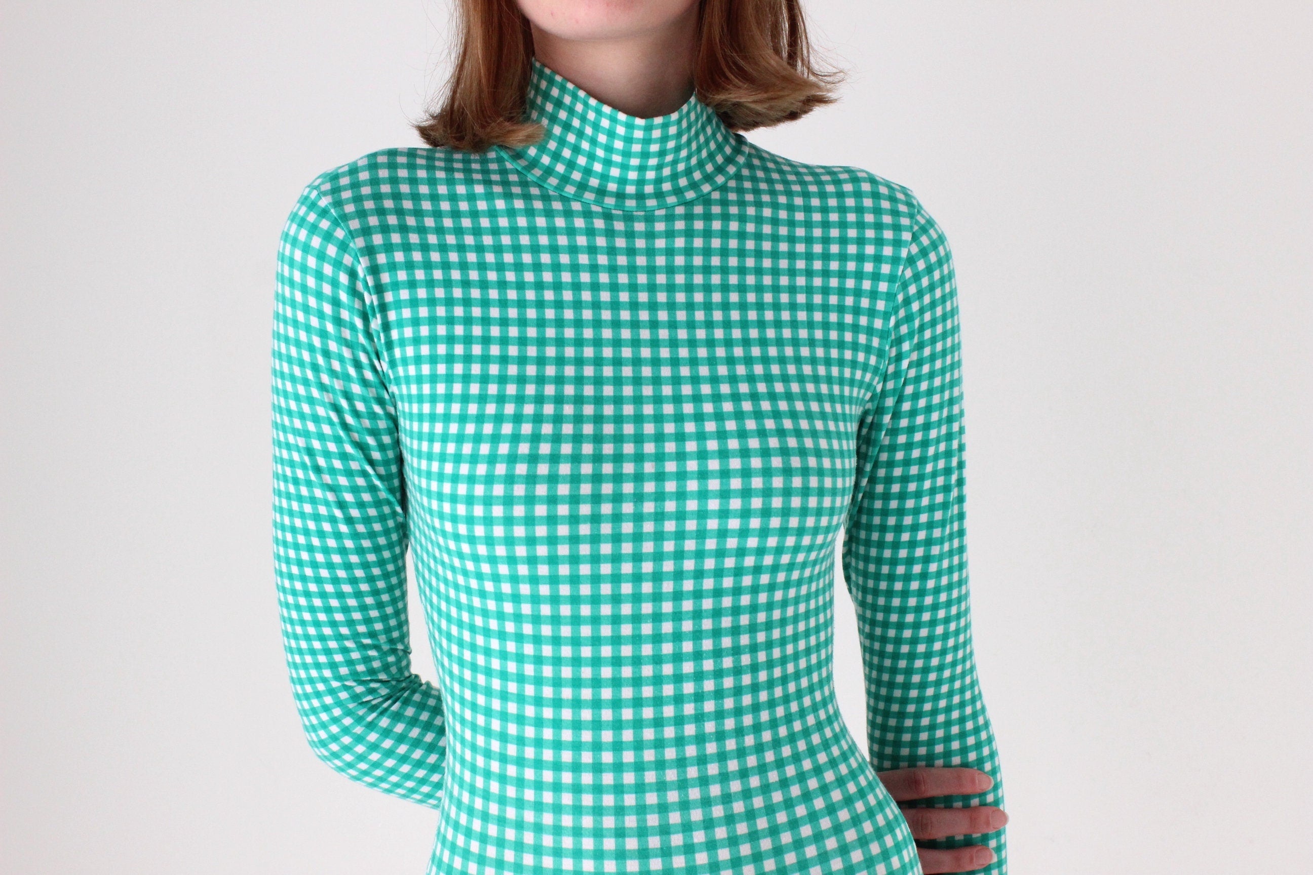 Amazing 80s Cotton Lycra Gingham Bodysuit