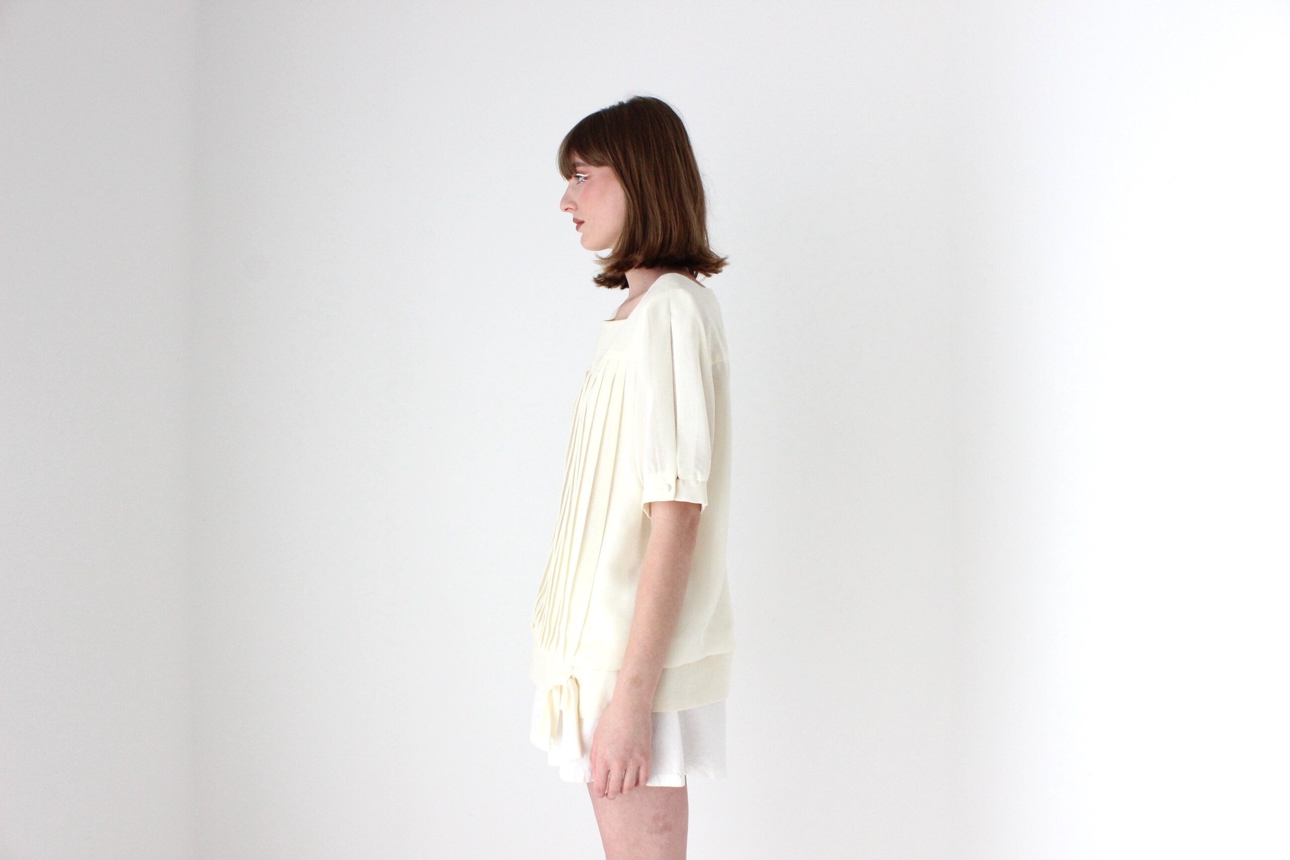 80s Pleated Puff Smock Top