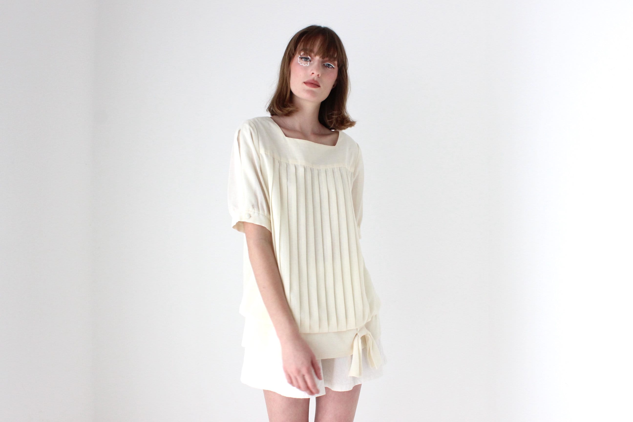 80s Pleated Puff Smock Top