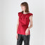 2000s Moschino Vintage Red Silk Taffeta Harlequin Collar Top