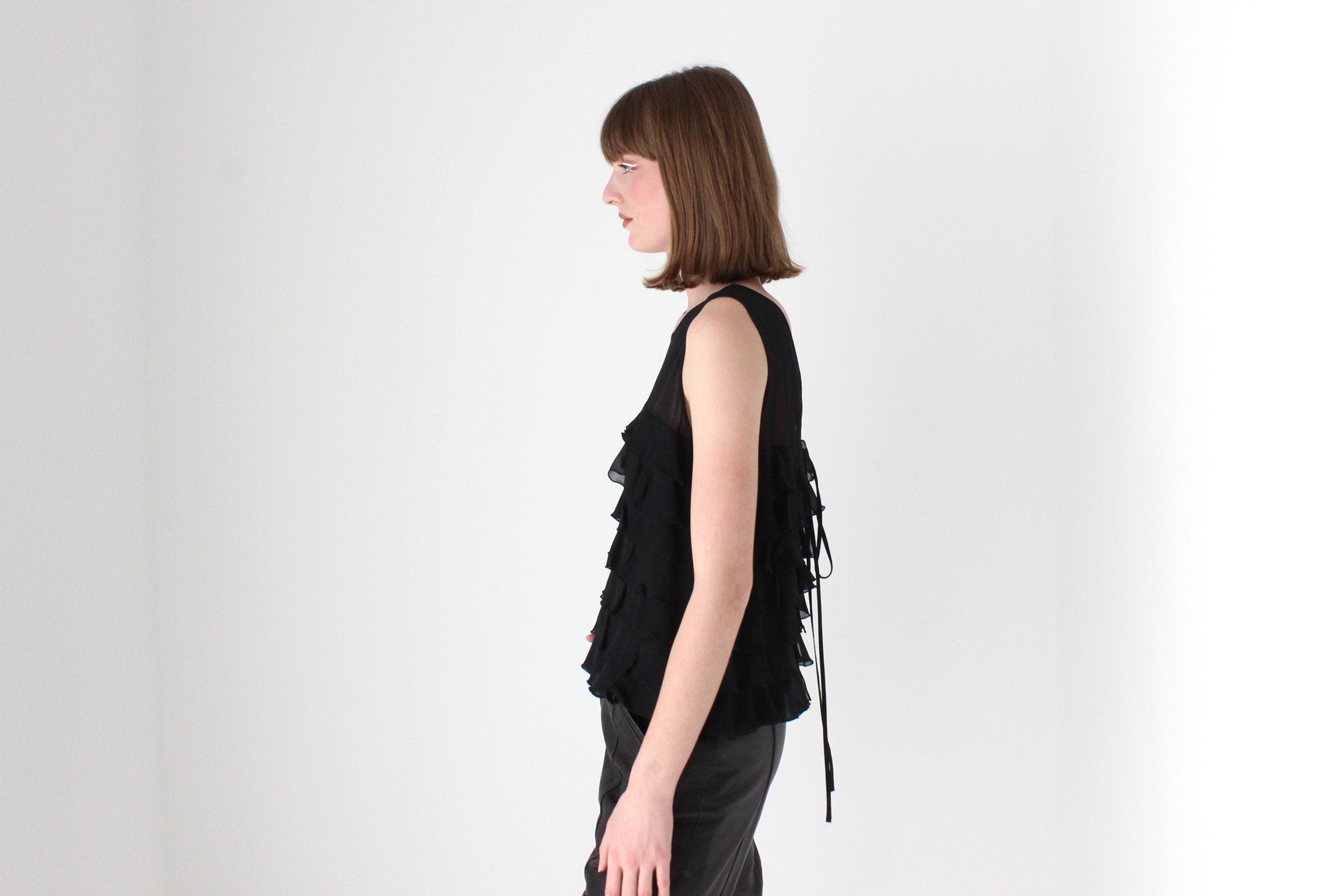 2000s Marc Jacobs Tiered Silk Ruffle Top