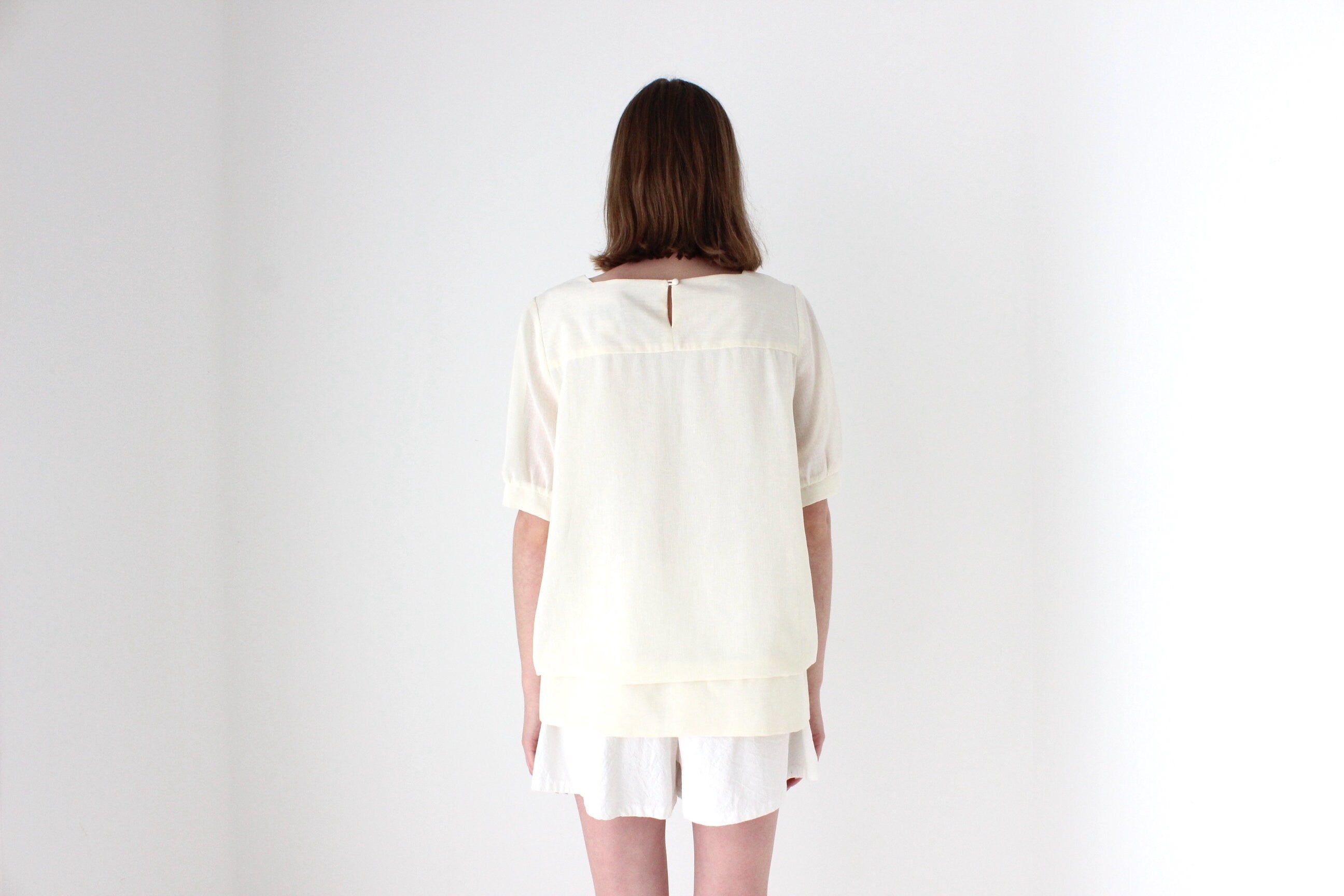 80s Pleated Puff Smock Top