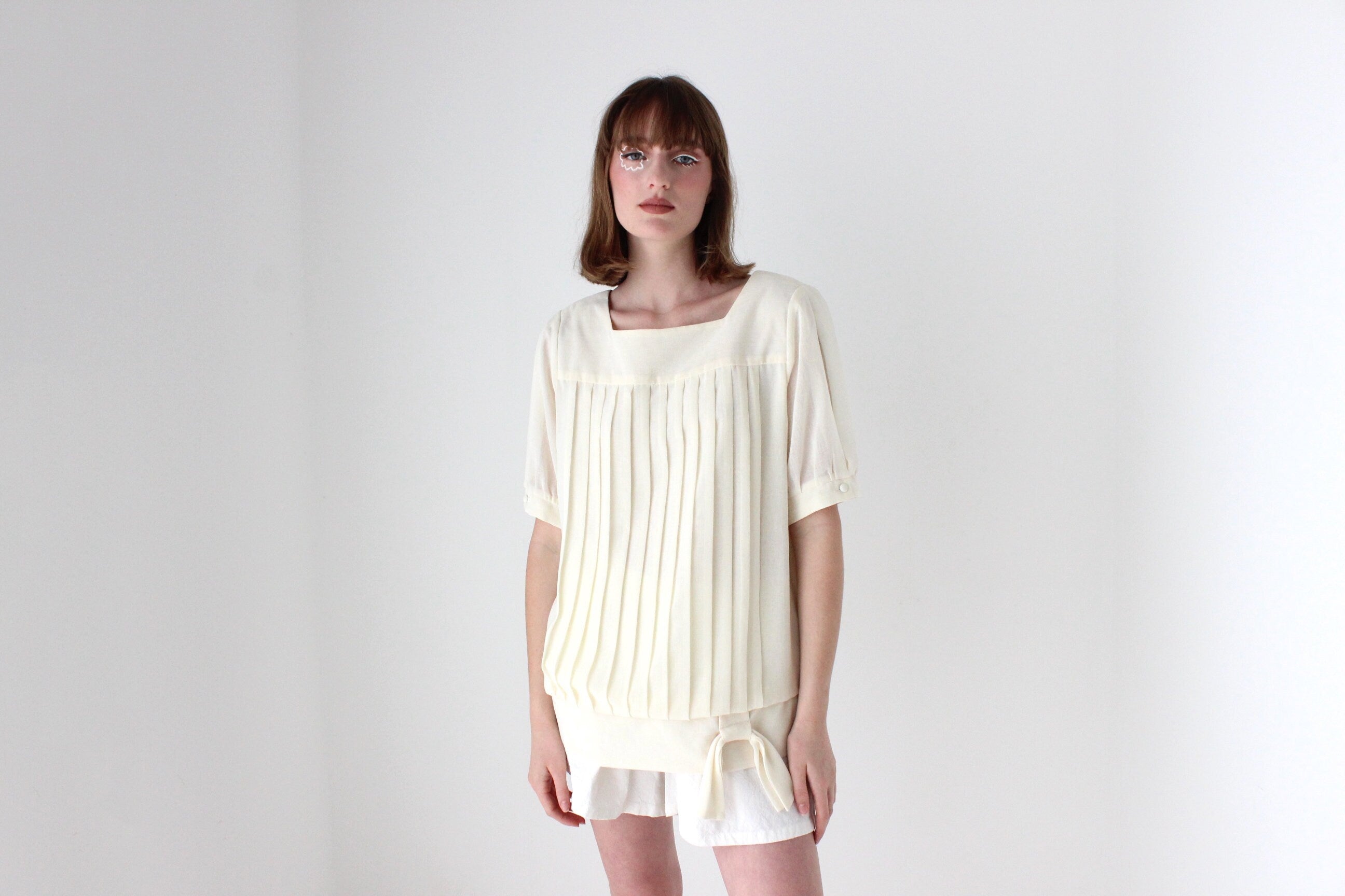 80s Pleated Puff Smock Top