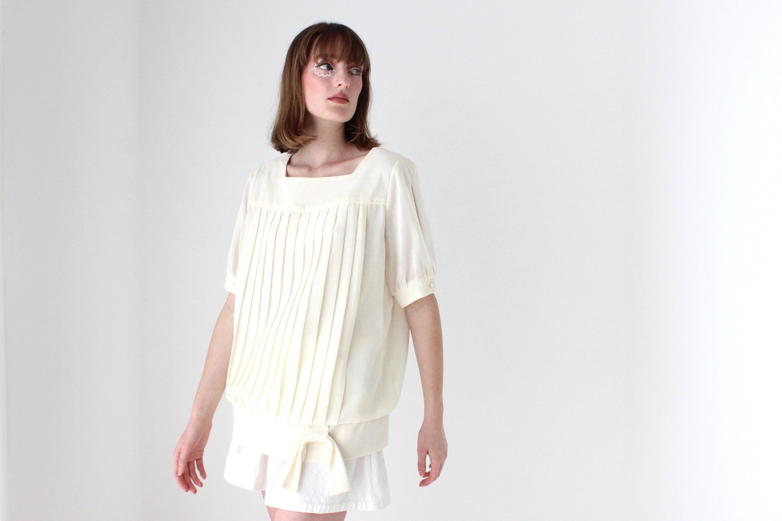 80s Pleated Puff Smock Top