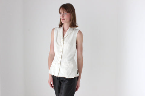 90s Esprit Ivory Rayon / Cotton / Linen Waistcoat