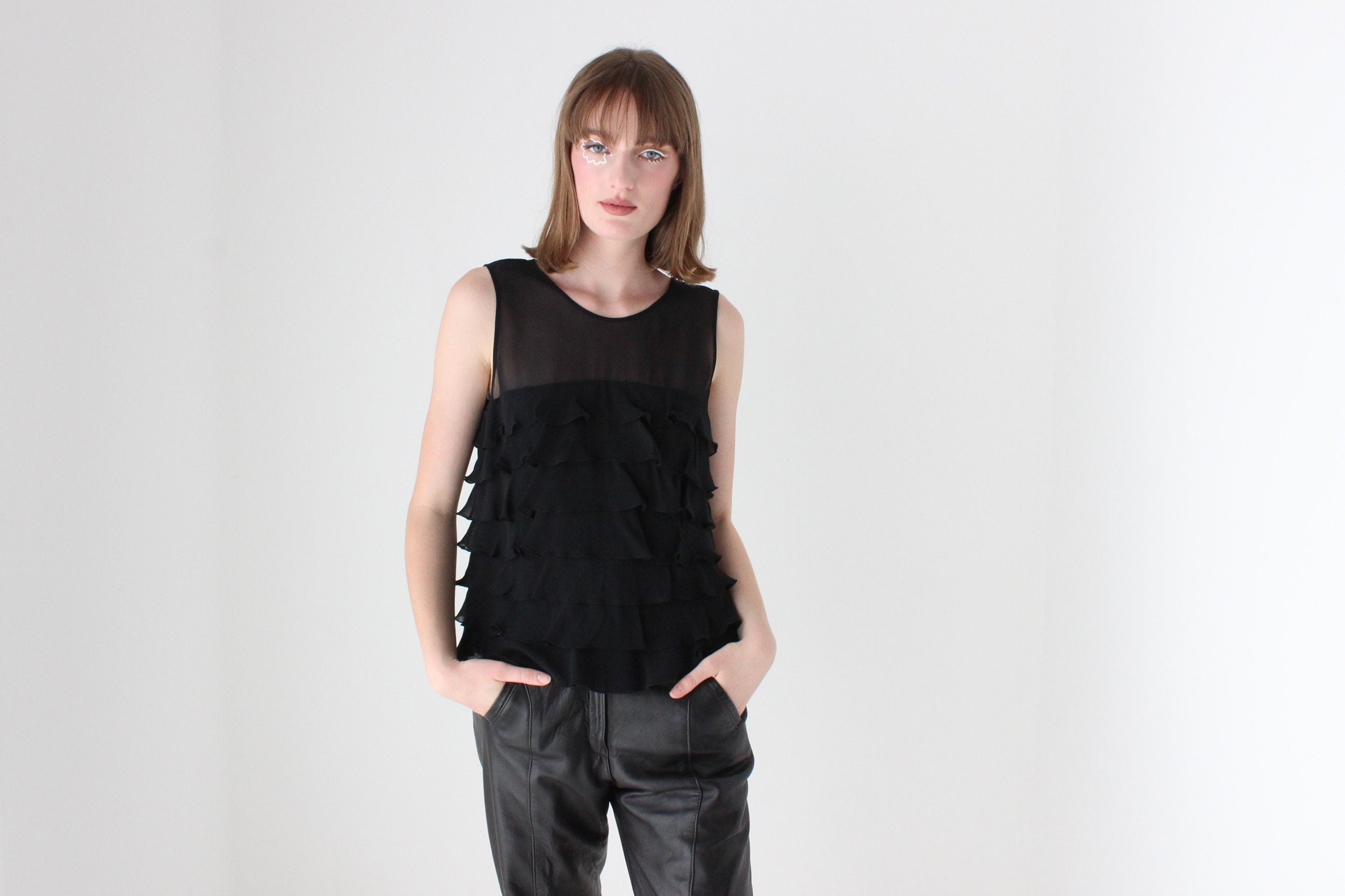 2000s Marc Jacobs Tiered Silk Ruffle Top