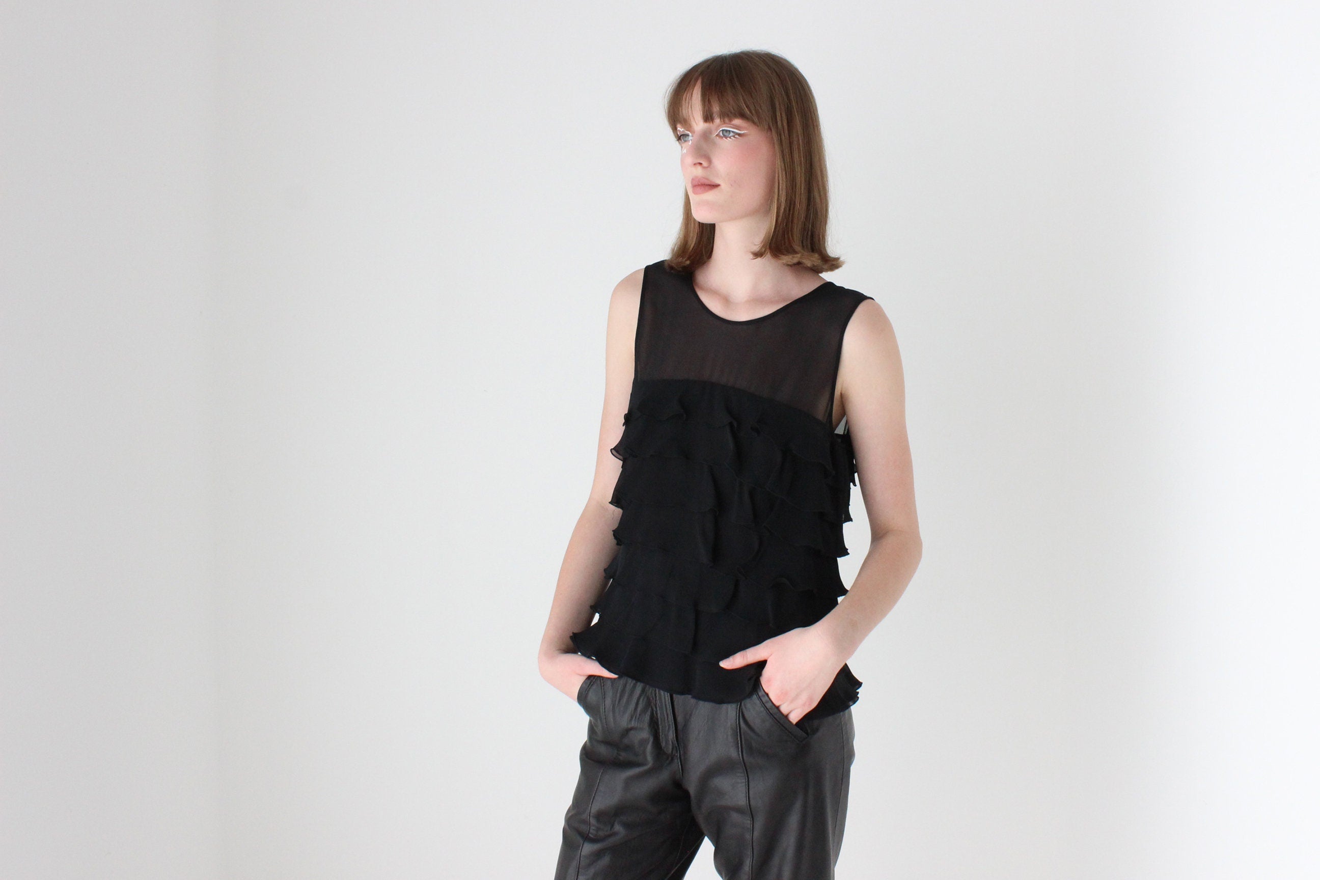 2000s Marc Jacobs Tiered Silk Ruffle Top