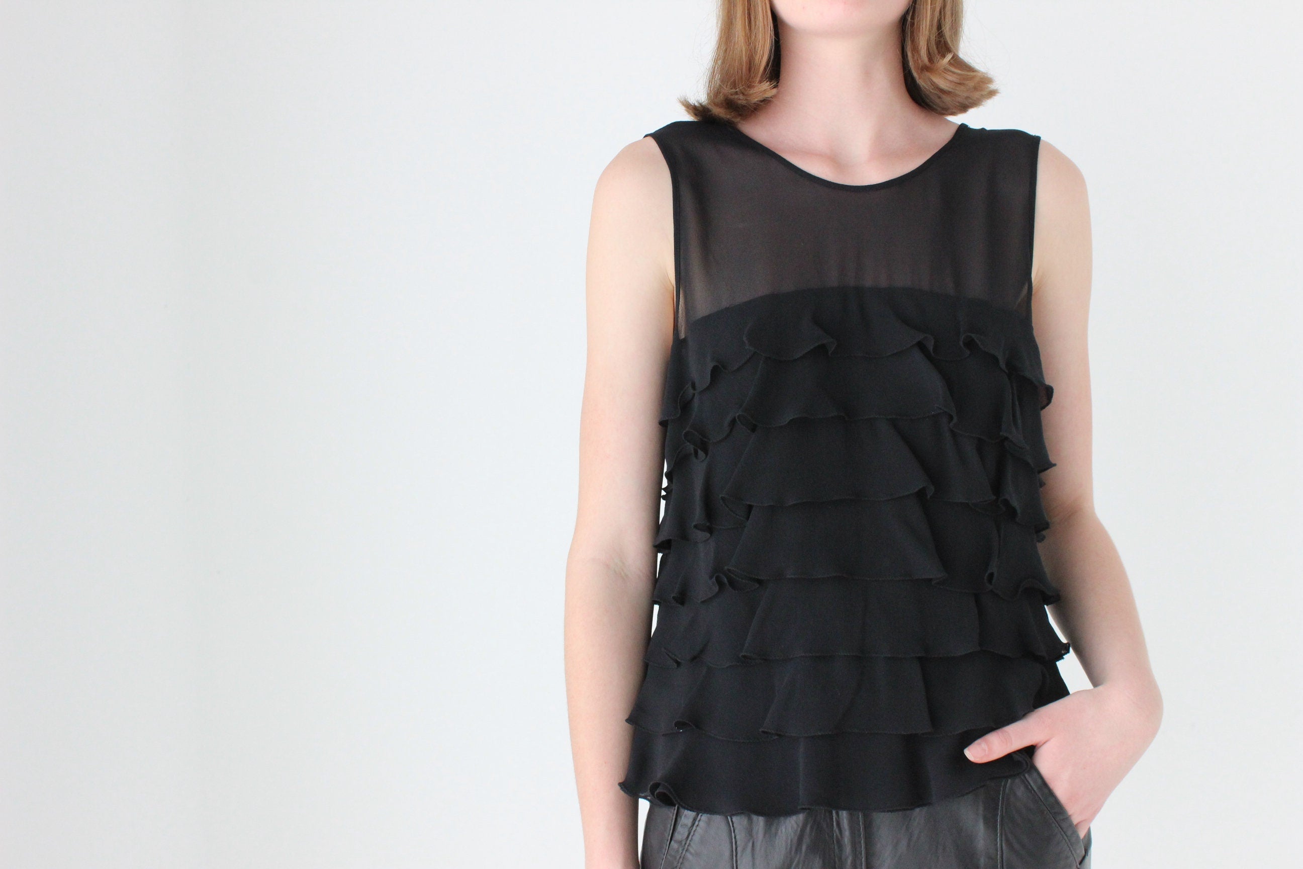 2000s Marc Jacobs Tiered Silk Ruffle Top