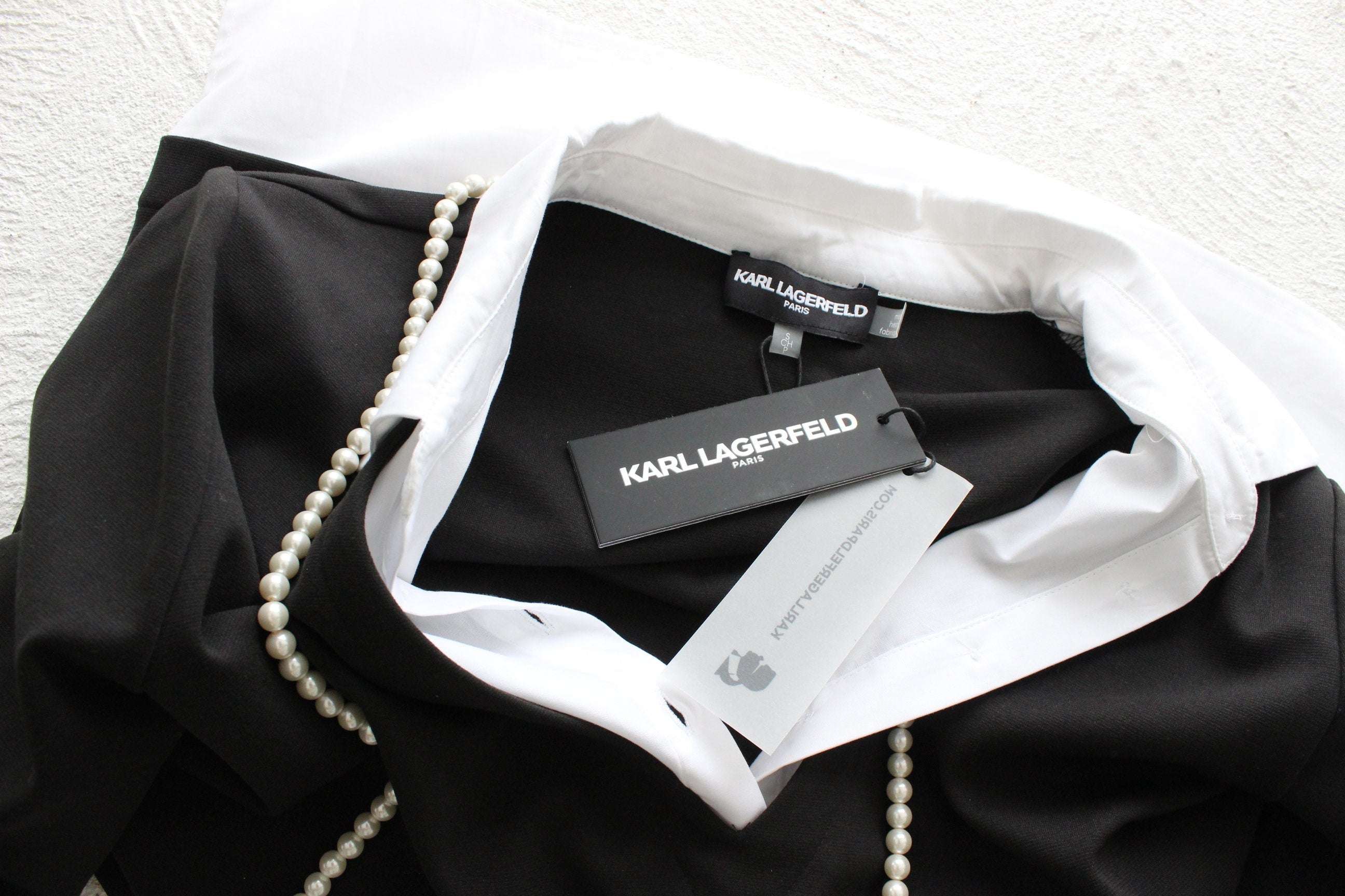 2000s Karl Lagerfeld "All in One" Layered Shirt & V Neck w/ Attached Pearls!