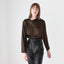 90s Pure Silk / Dark Chocolate Long Sleeve Draped Top