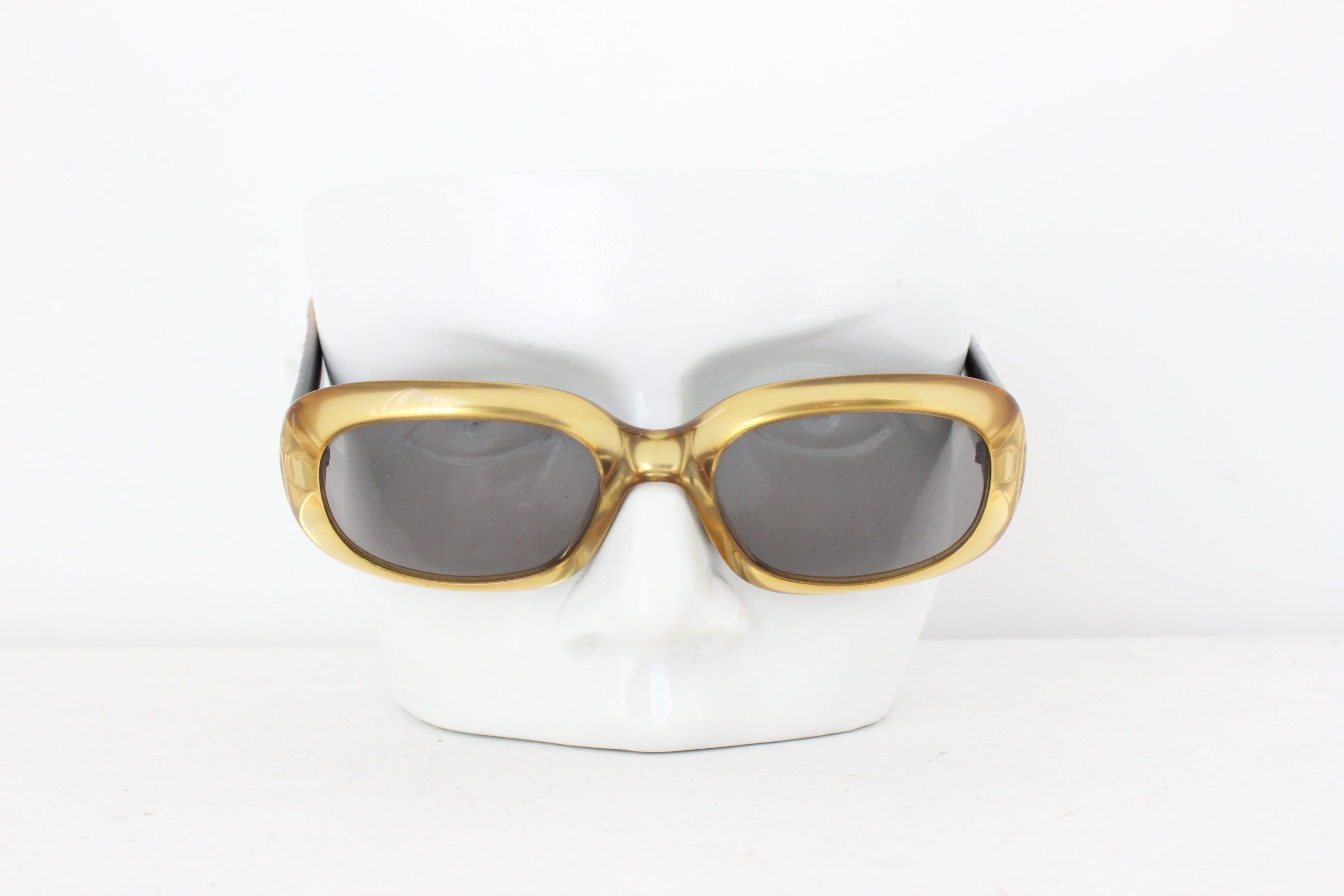 CHRISTIAN DIOR Rare 1980s Gold Rectangular Sunglasses