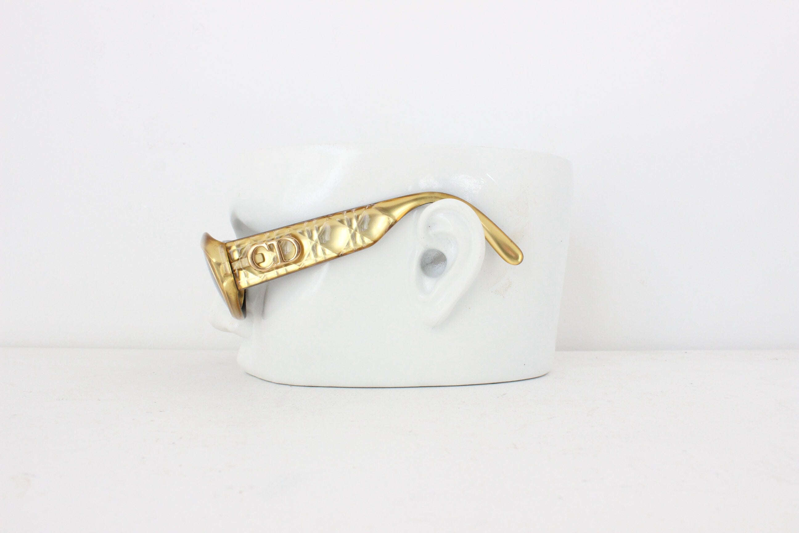 CHRISTIAN DIOR Rare 1980s Gold Rectangular Sunglasses