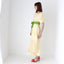 80s Pastel ~ Pure Silk ~ Relaxed Garden Party Dress w/ Green Sash Belt