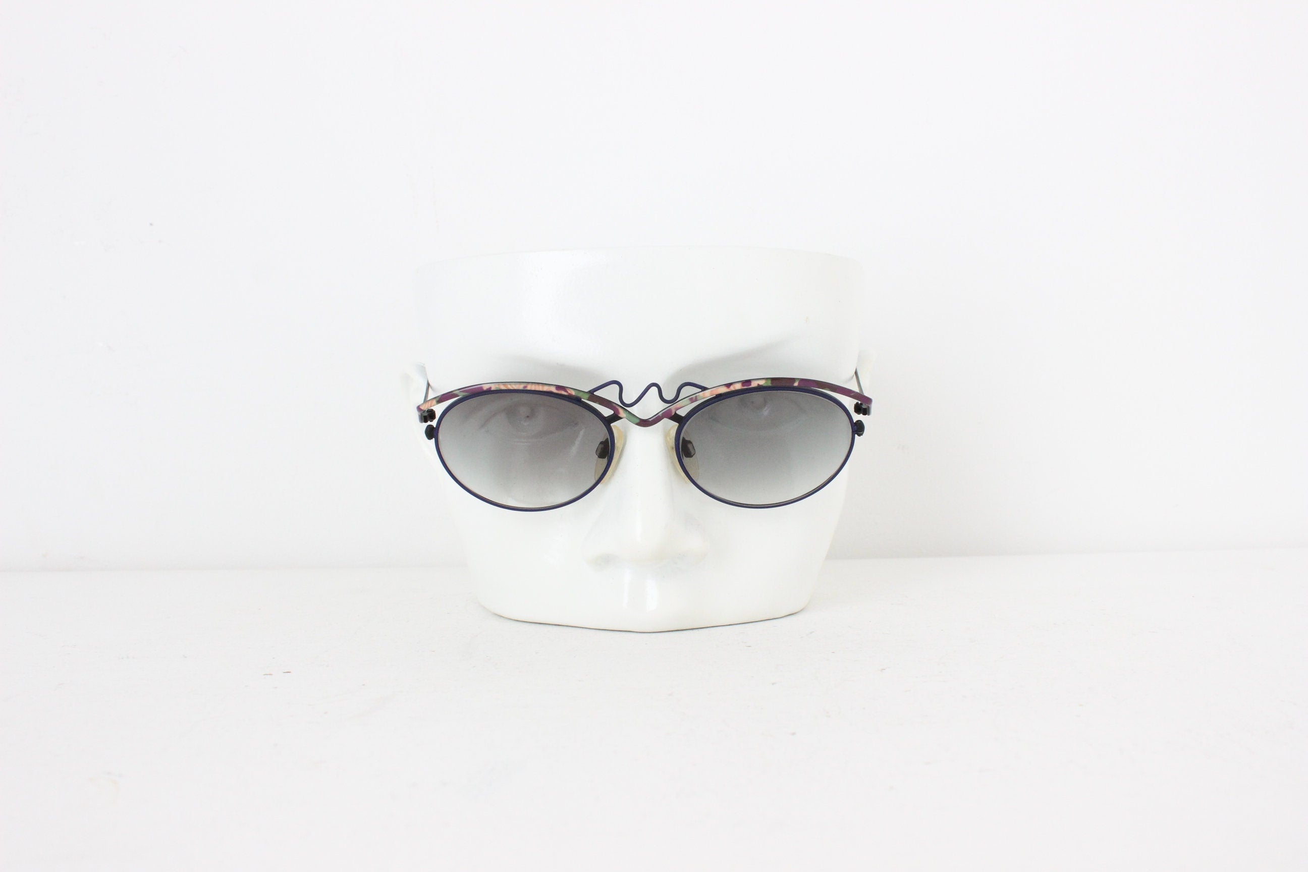 80s West German Vintage Wearable Art Squiggle Metal Sunglasses