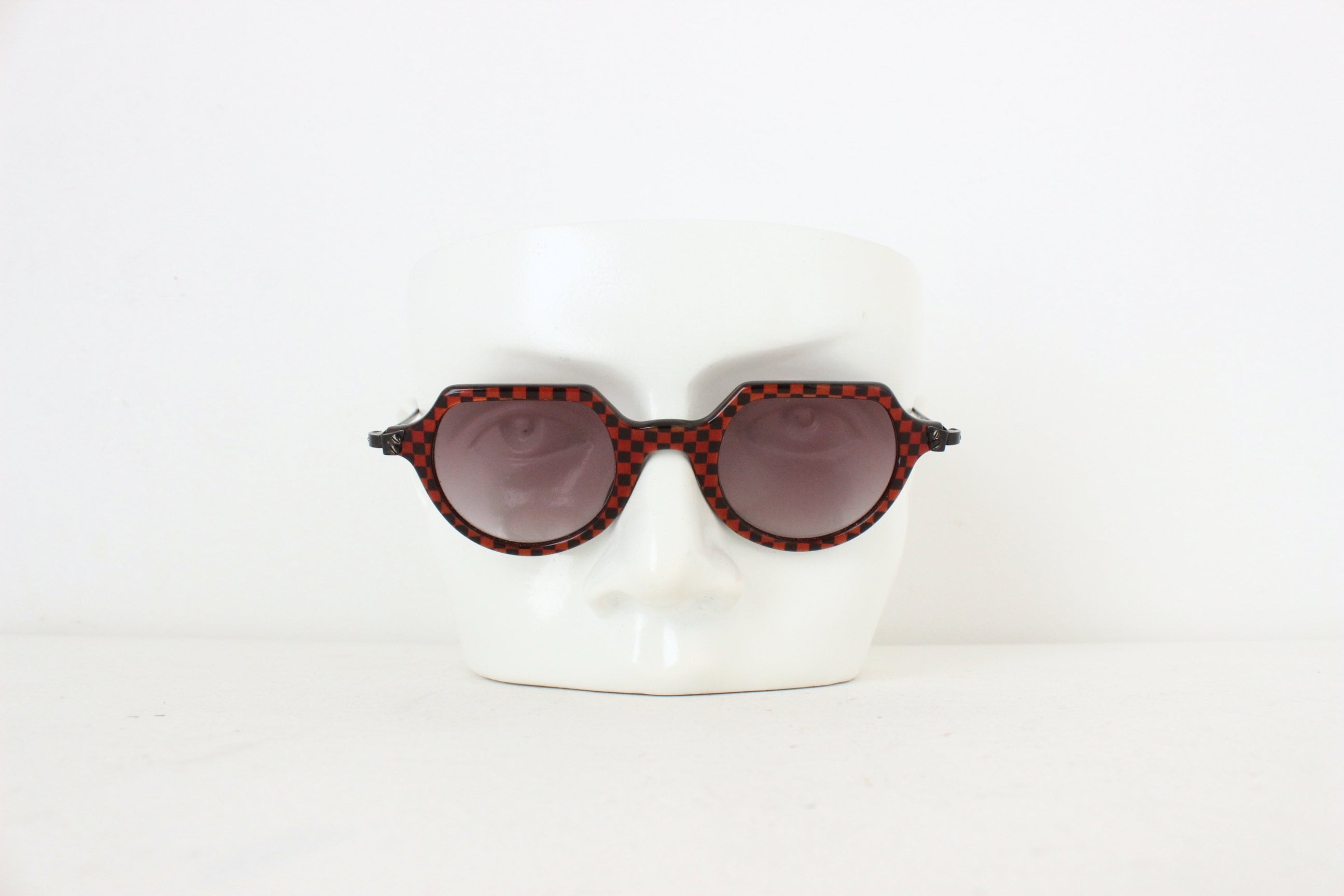 1980s High End French Vintage IDC Eyewear ~ Checkered Unisex Sunglasses