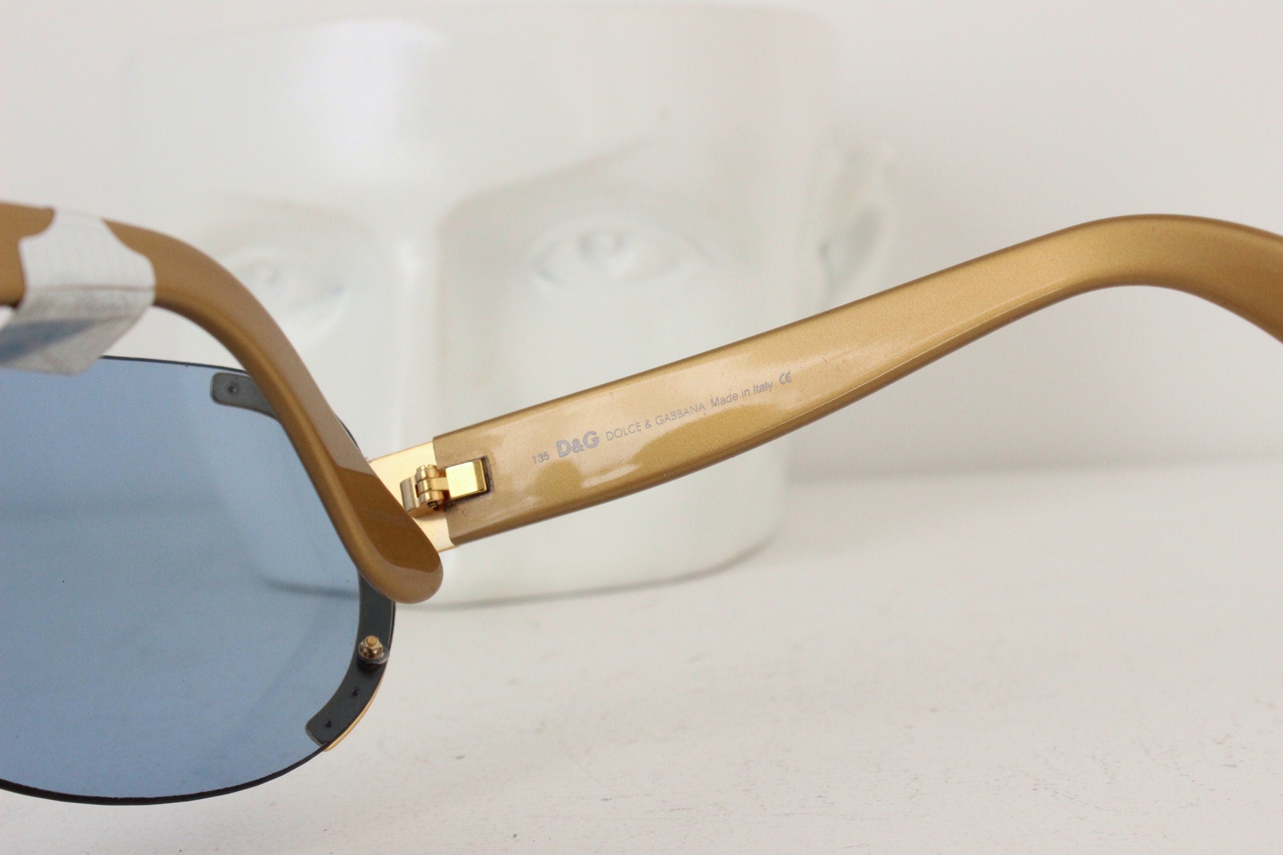Early 90s Dolce and Gabbana [D&G] Blue Lens Oversized Shield Sunglasses