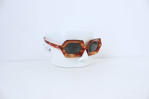 Rare 1960s Hexagonal Tortoiseshell Sunglasses ‘Riviera’ - by Michel Brevet, Handmade France