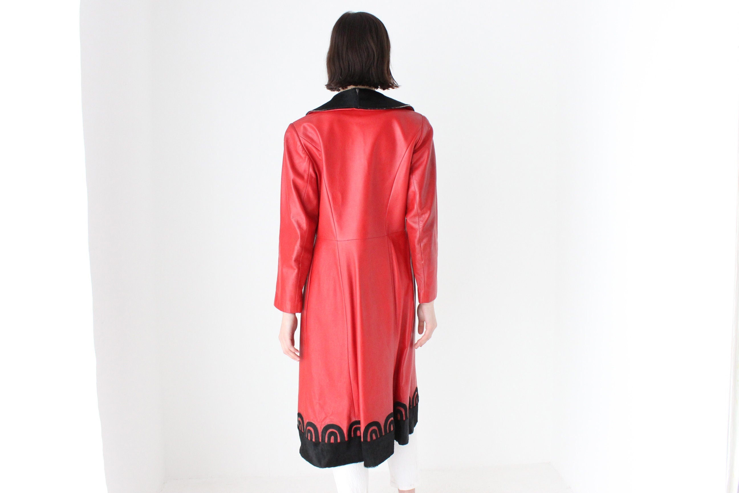 70s {Real Leather} Carivalesque Coat w/ Pony Fur Trim