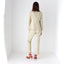 90s Neutral Cream Fitted Two Piece Pant Suit