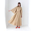 Showstopping 70s Golden Pleated High Neck Gown w/ Flared Sleeves