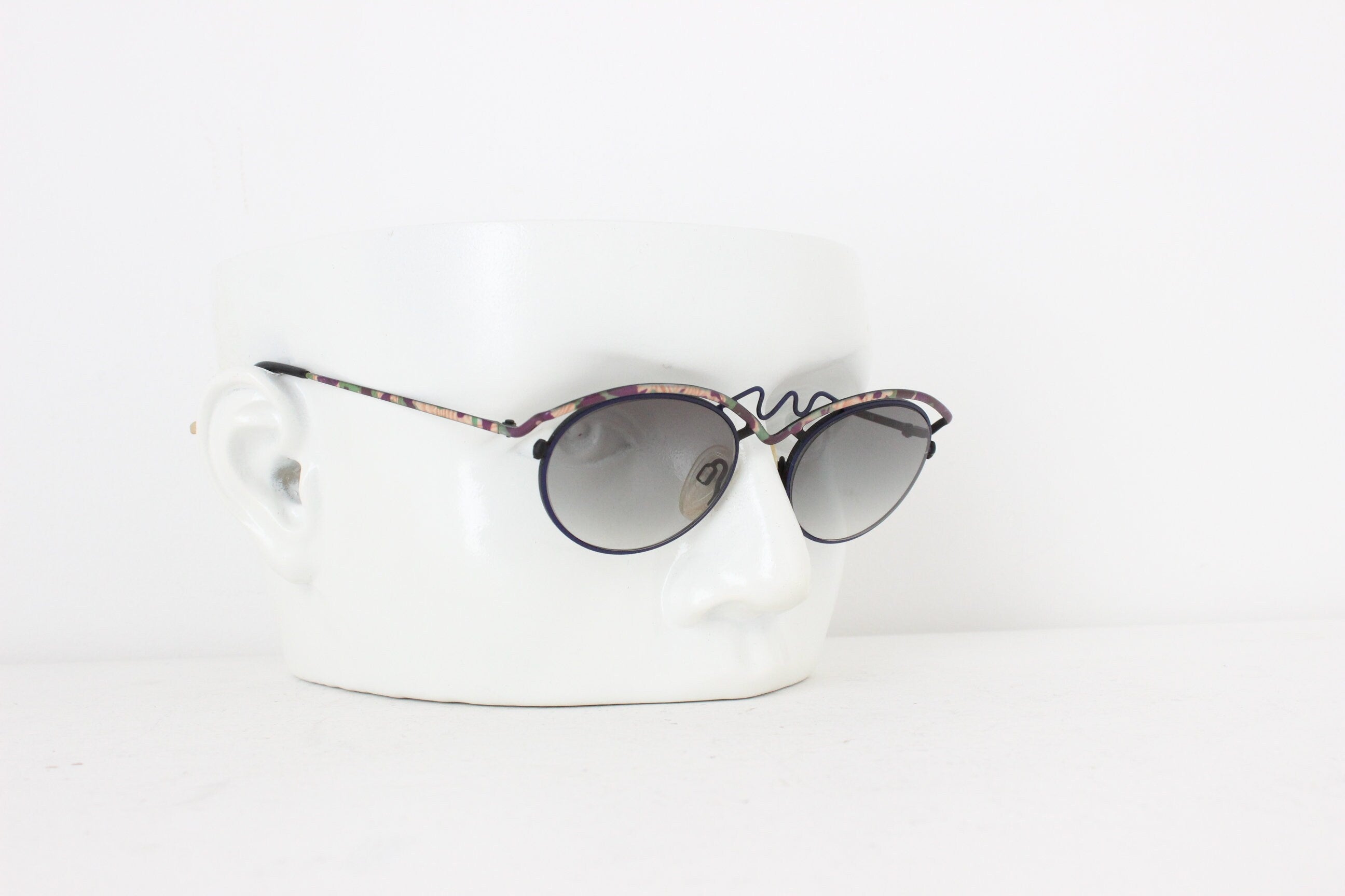 80s West German Vintage Wearable Art Squiggle Metal Sunglasses