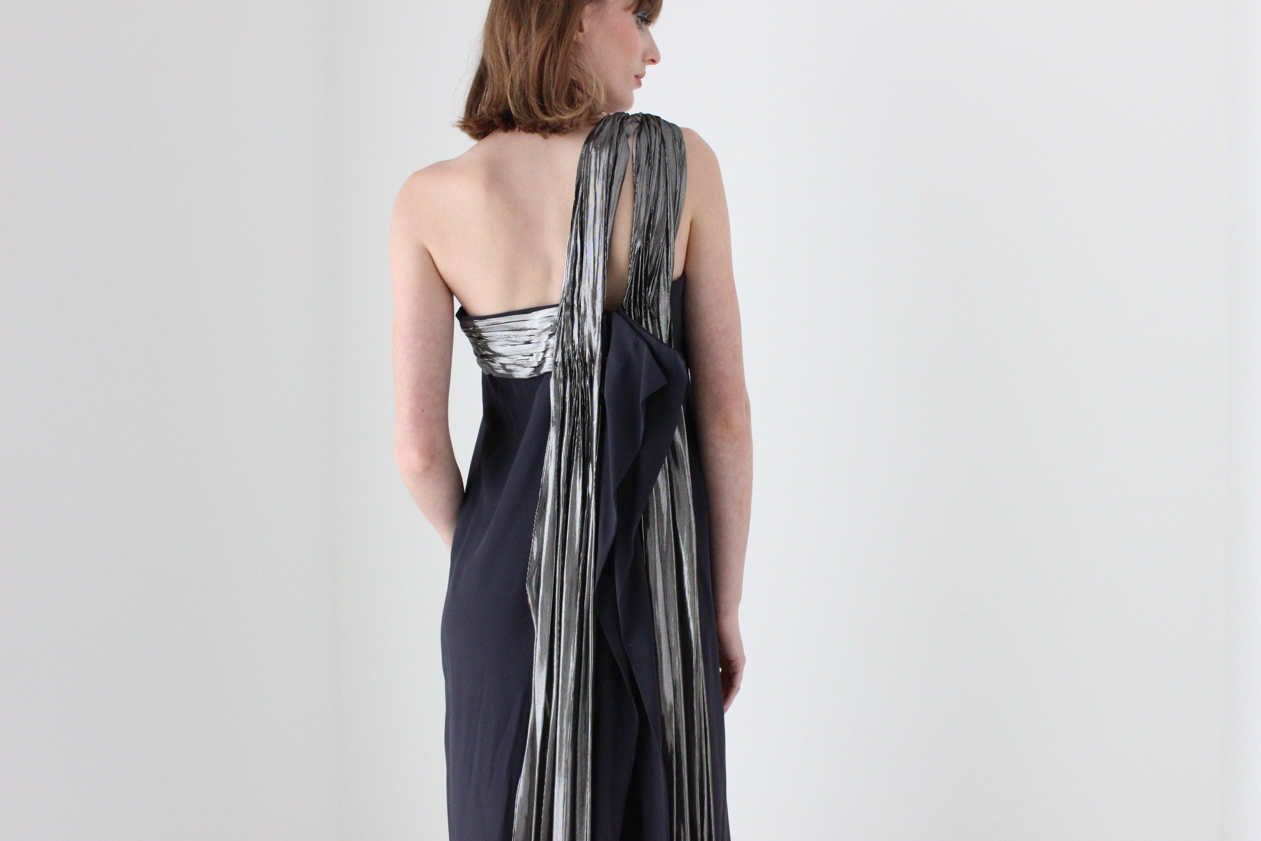 Heavenly 90s Lisa Ho Midnight Silk Avant Garde Formal Gown