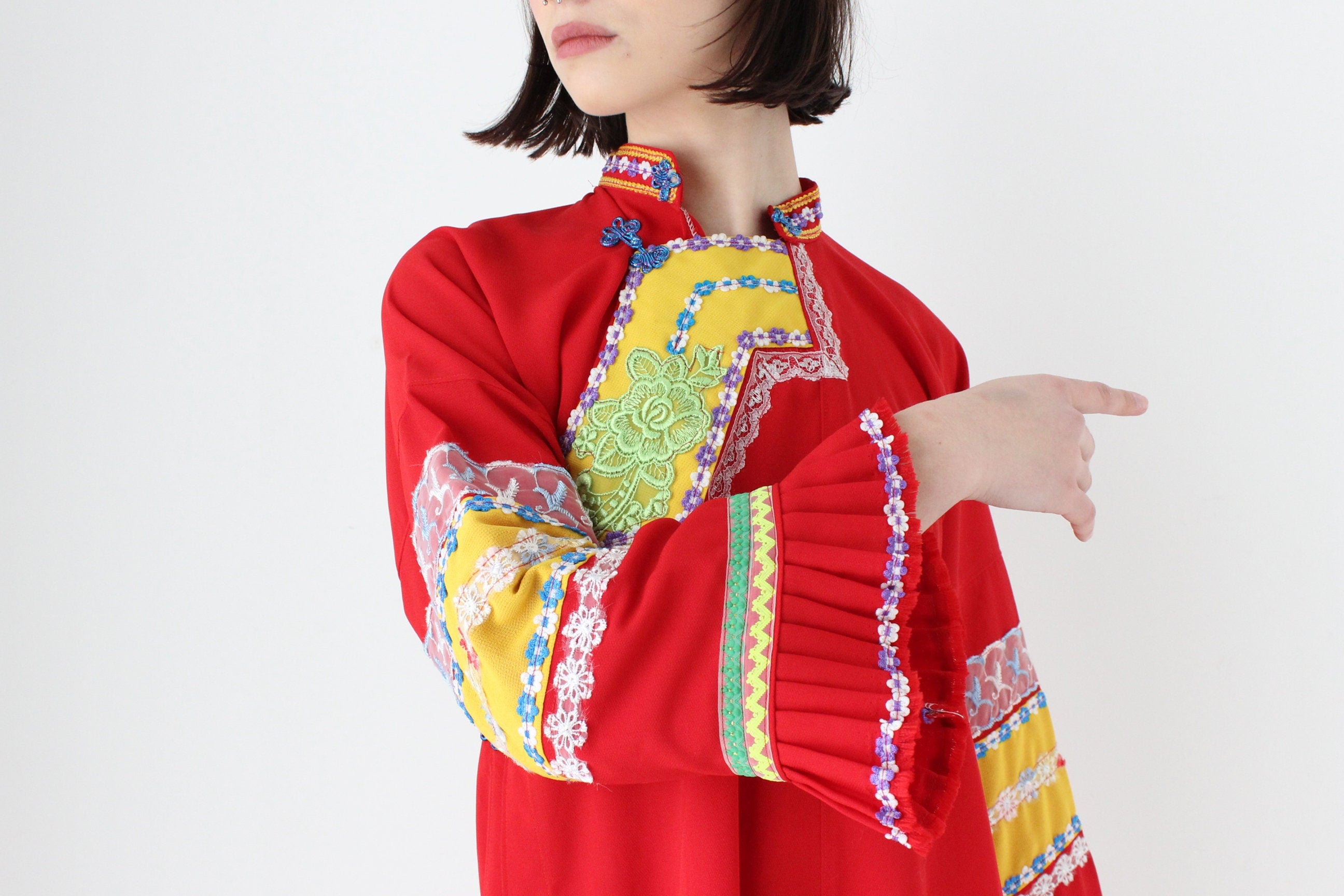 One of a Kind Vintage South East Asian Intricate Cheongsam Collar Robe