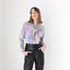 80s Pastel Floral Wool & Angora Tie Neck Sweater