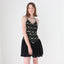 80s Tussi Gold & Black Flouncy Skirt Halter Mini