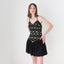 80s Tussi Gold & Black Flouncy Skirt Halter Mini