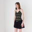 80s Tussi Gold & Black Flouncy Skirt Halter Mini