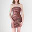 80s Jessica McClintock Holographic Ruched Metallic Strapless Mini