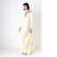 70s DISCO GODDESS Cream Jersey & Gold Trim Sweeping Trapeze Gown