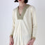 70s DISCO GODDESS Cream Jersey & Gold Trim Sweeping Trapeze Gown