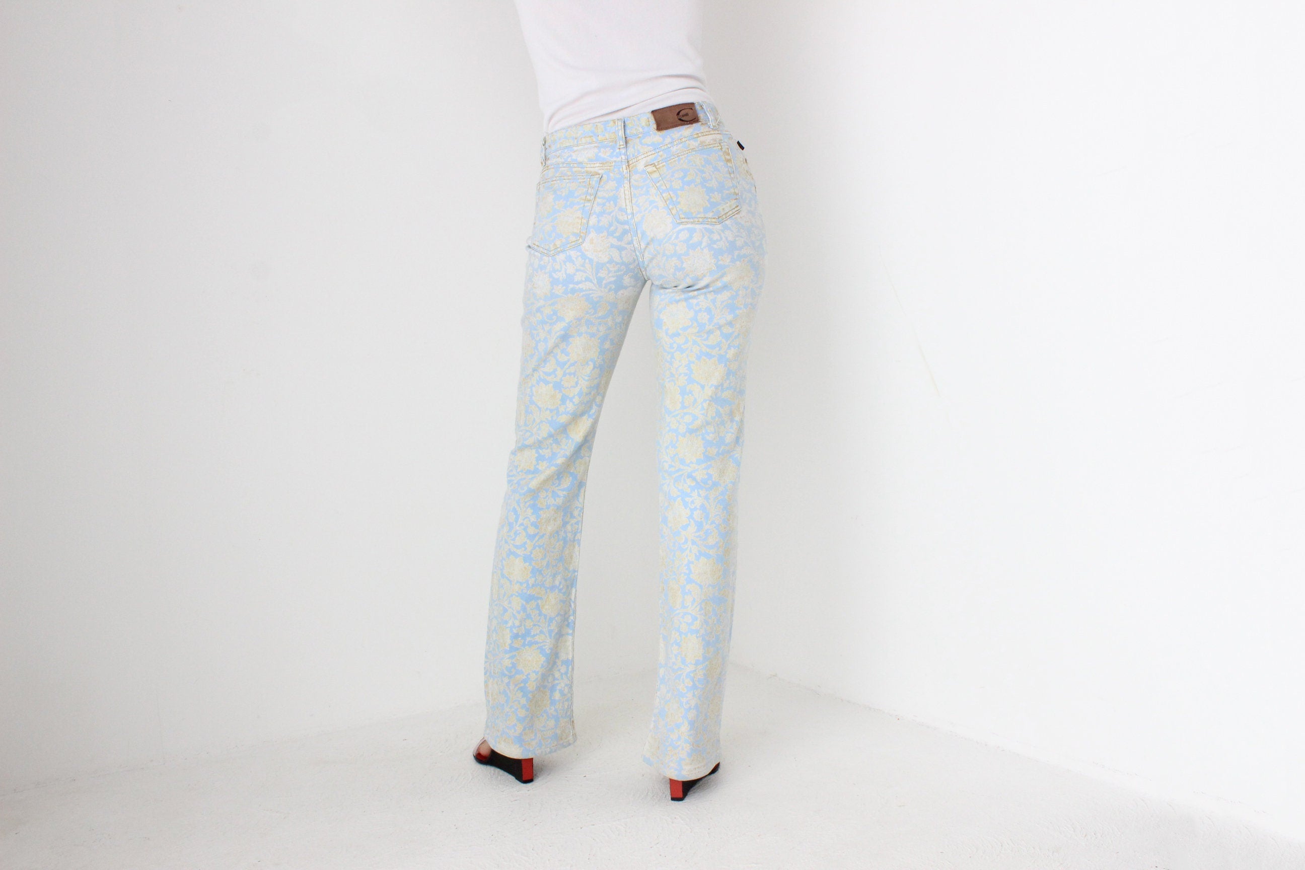 Sexy Y2K Just Cavalli Floral Baroque Bootcut Jeans