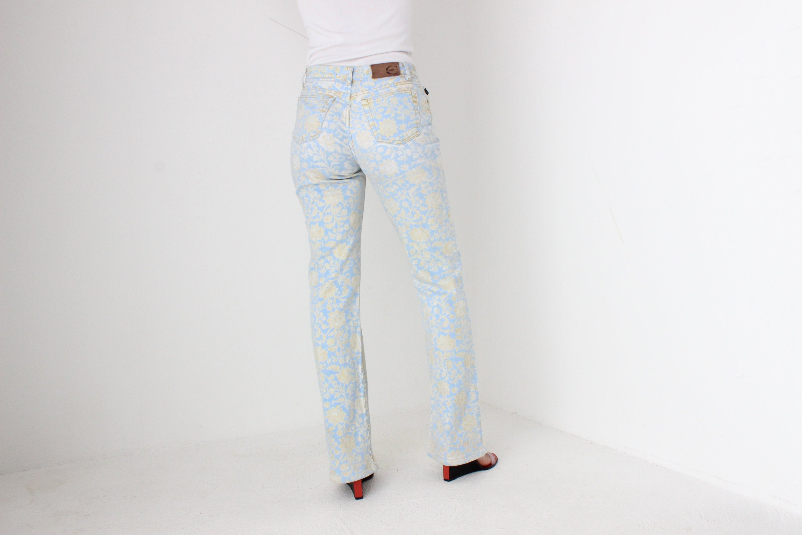 Sexy Y2K Just Cavalli Floral Baroque Bootcut Jeans