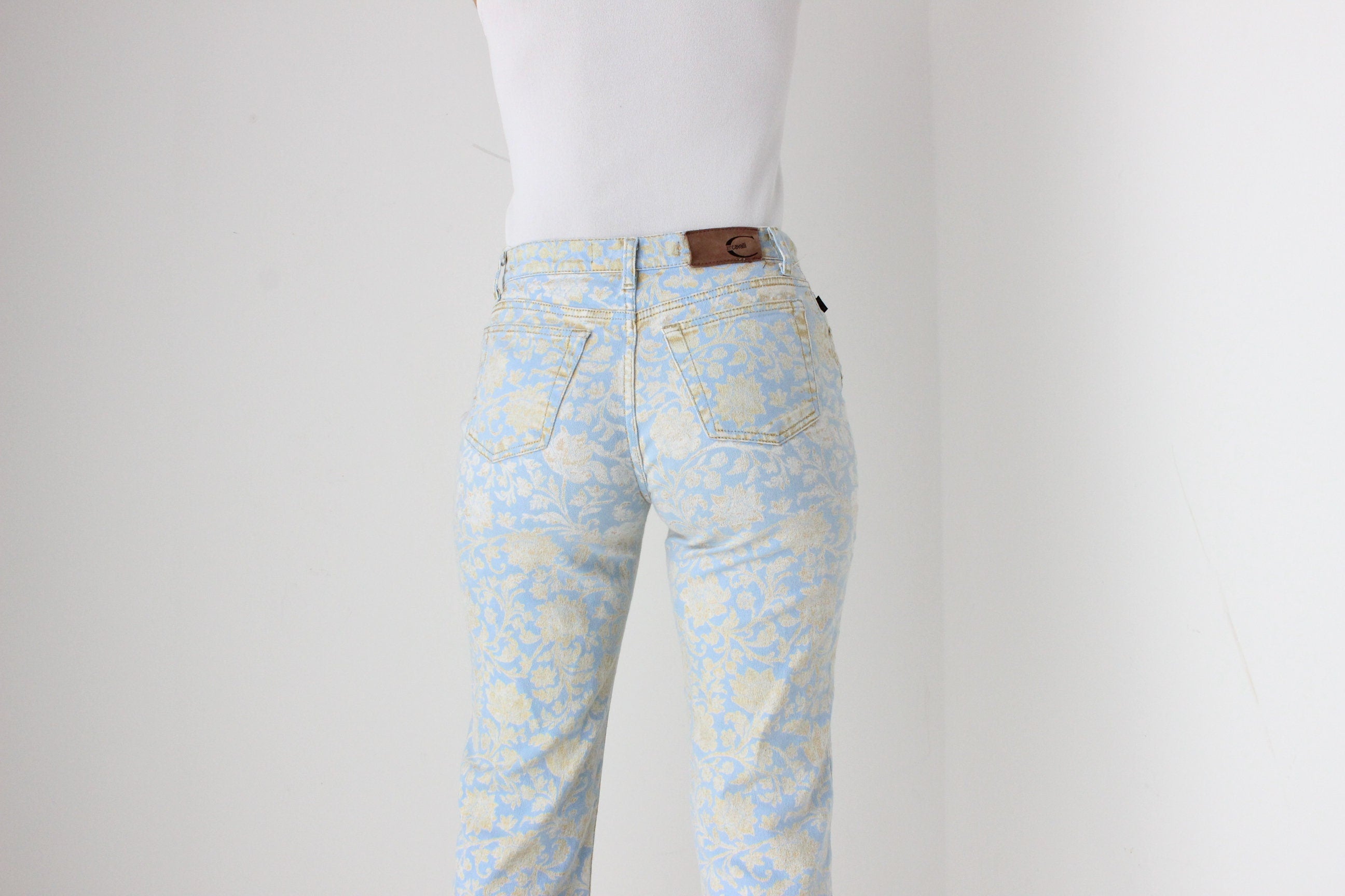 Sexy Y2K Just Cavalli Floral Baroque Bootcut Jeans