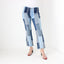 Y2K Frayed Denim Patchwork Cropped Kick Flare Jeans By Zana Di