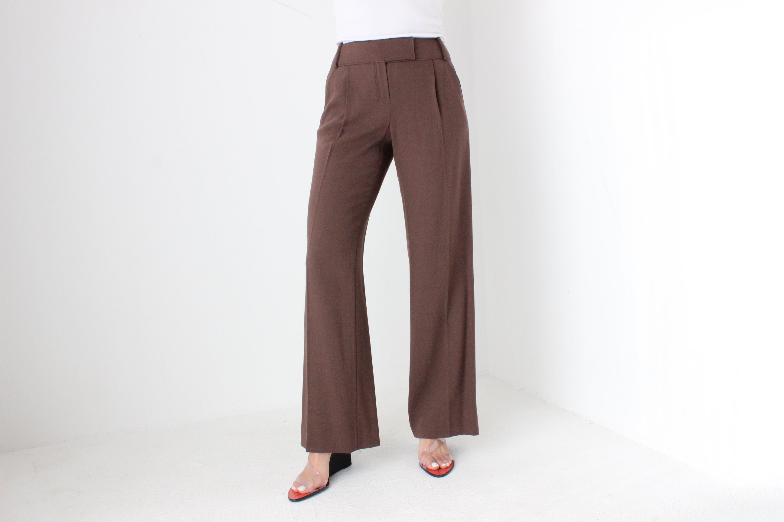 90s VALENTINO Vintage Pure Wool Chocolate Trousers