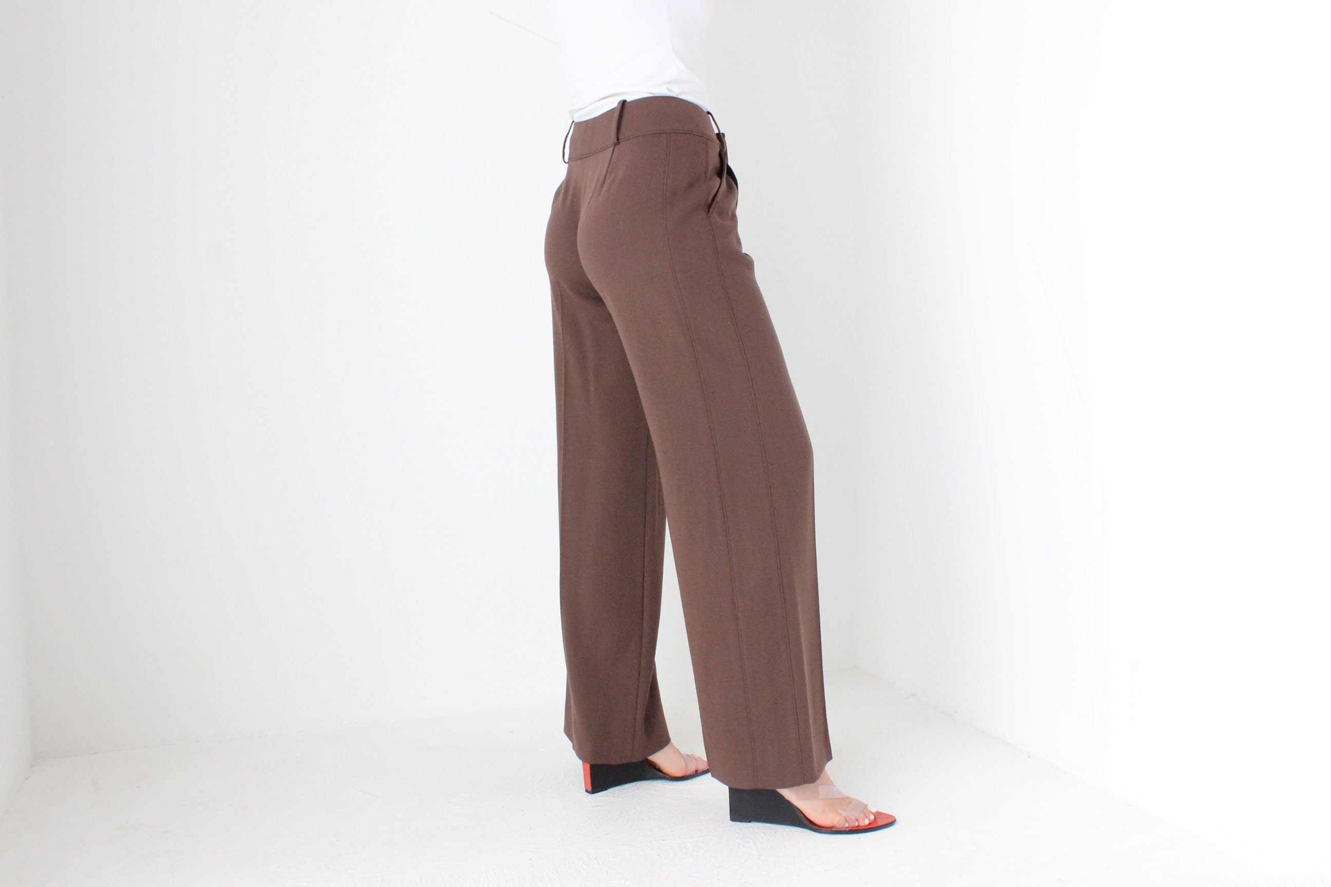 90s VALENTINO Vintage Pure Wool Chocolate Trousers