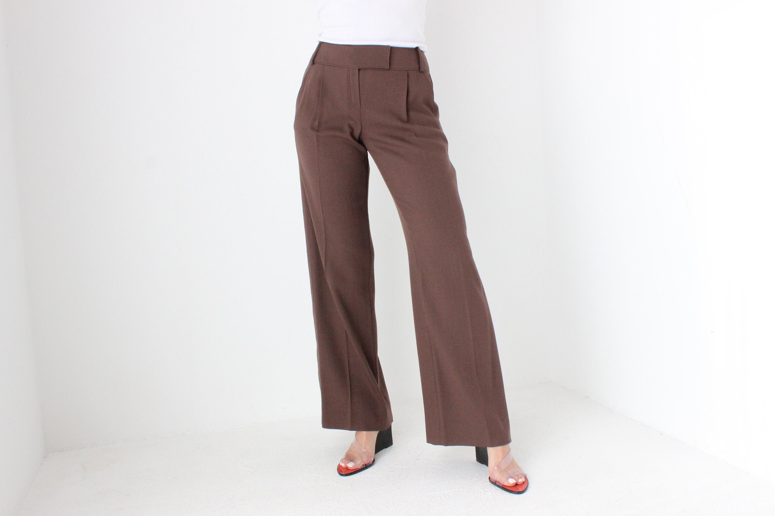 90s VALENTINO Vintage Pure Wool Chocolate Trousers