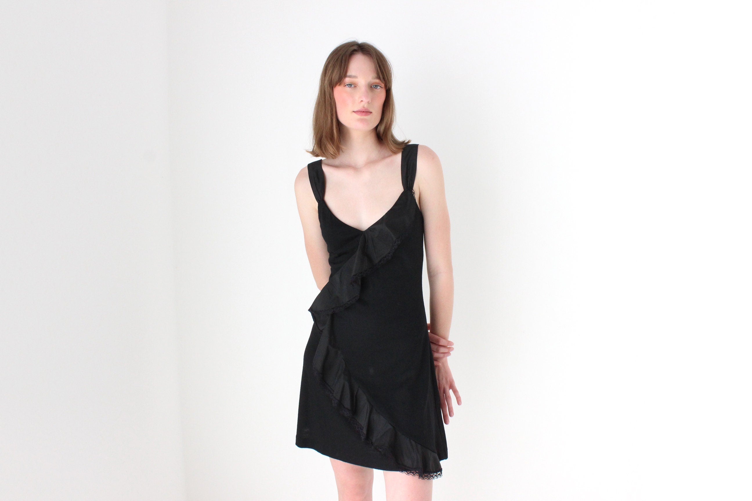 Y2K Bettina Liano Wool & Silk Sassy Black Mini