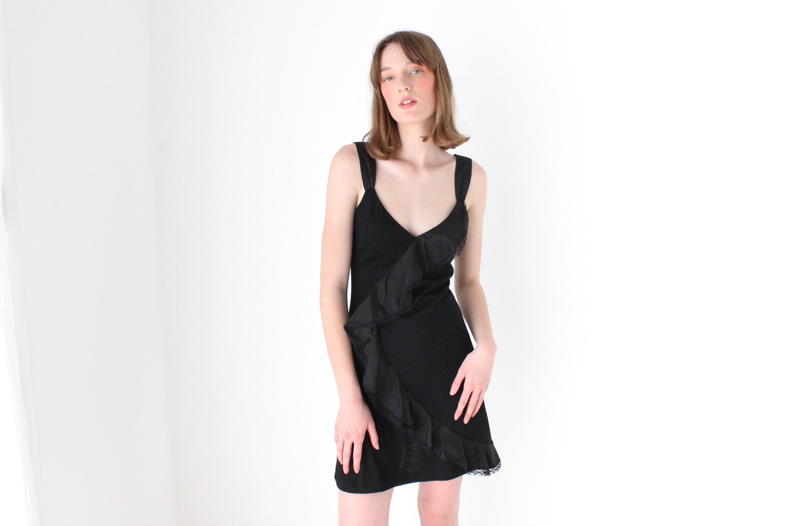 Y2K Bettina Liano Wool & Silk Sassy Black Mini