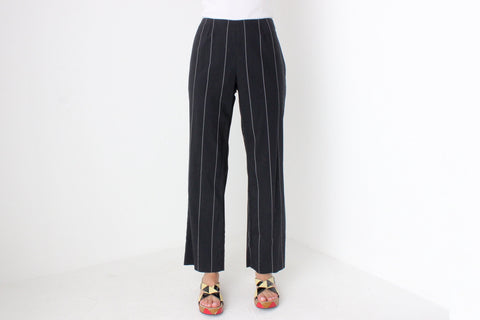 Y2K Versace Pinstripe Cotton Relaxed Leg Cropped Trousers
