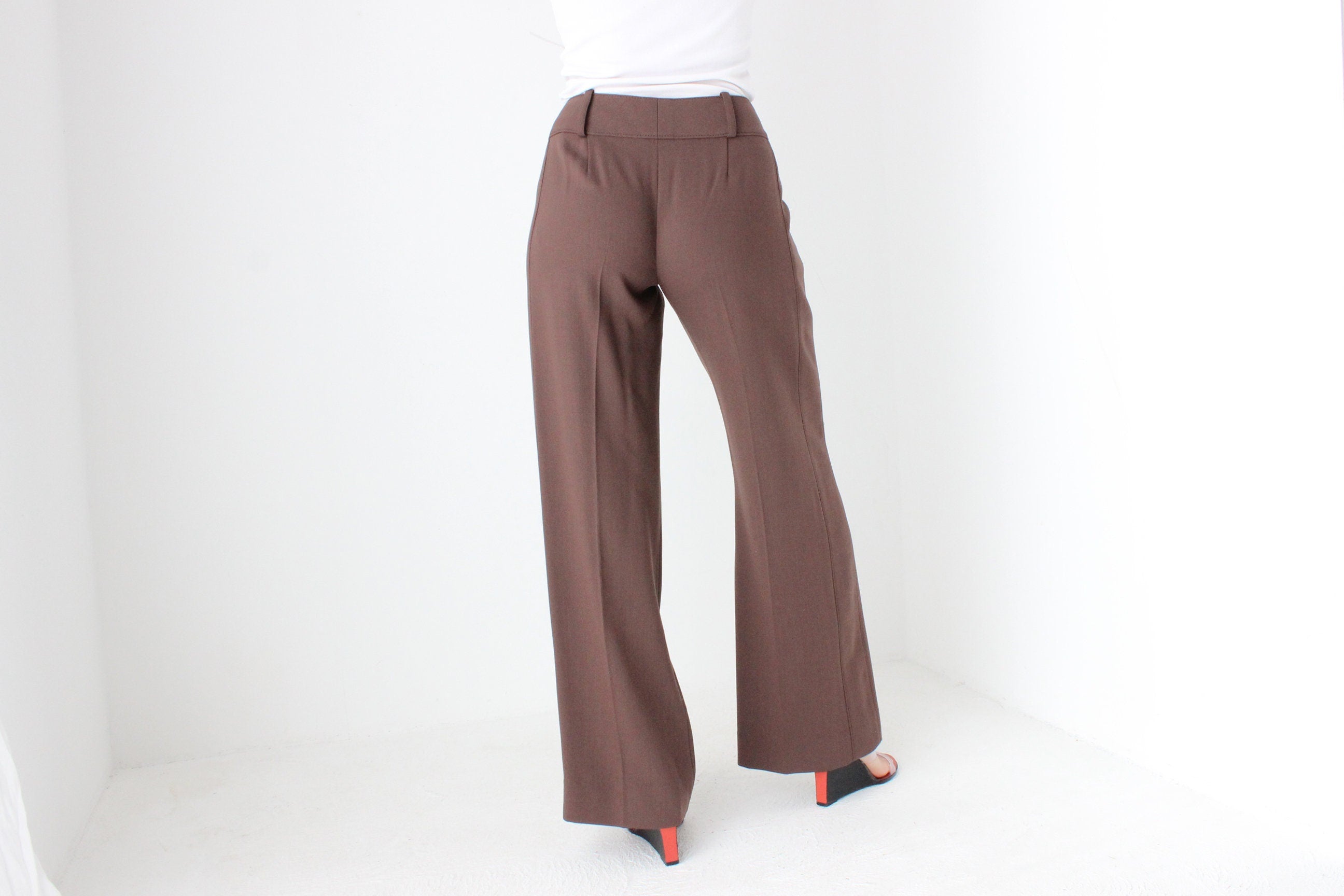 90s VALENTINO Vintage Pure Wool Chocolate Trousers