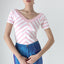 Y2K Pastel Stripe Stretch Fitted V Tee