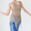 Glam Y2K Silk & Sequin Moulin Rouge Era Tan Nude Top