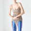 Glam Y2K Silk & Sequin Moulin Rouge Era Tan Nude Top